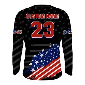 Motocross Jersey UPF30+ American Flag Dirt Bike Racing Shirt Youth Off-Road Jersey Kid Men XM114