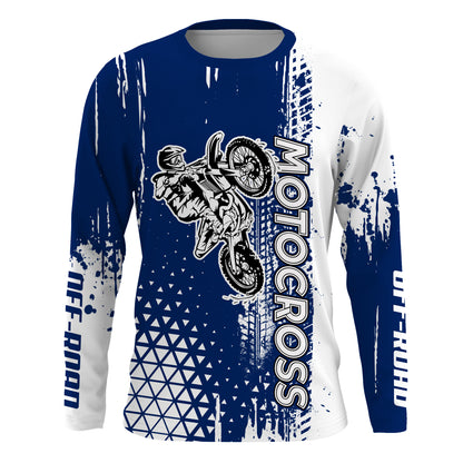 Blue Motocross Racing Jersey UPF30+ Youth Dirt Bike Shirt Motorcycle Jersey Kid Men Off-road XM201