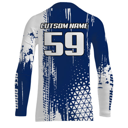Blue Motocross Racing Jersey UPF30+ Youth Dirt Bike Shirt Motorcycle Jersey Kid Men Off-road XM201