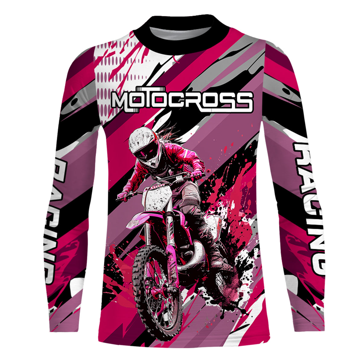 Pink Motocross Racing Jersey Women Kid Girl Upf30+ Dirt Bike Shirt Off-Road MX XM274