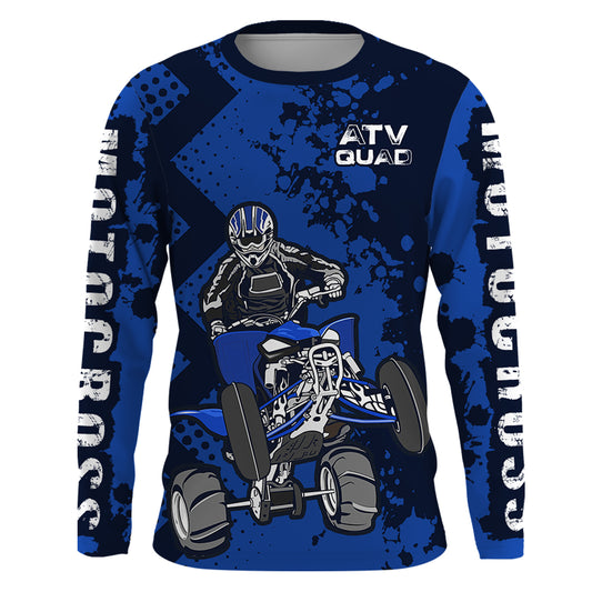 ATV Motocross Jersey Blue UPF30+ Quad Bike Jersey Youth Men Women Kid Motorcycle Shirt MX42