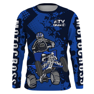 ATV Motocross Jersey Blue UPF30+ Quad Bike Jersey Youth Men Women Kid Motorcycle Shirt MX42