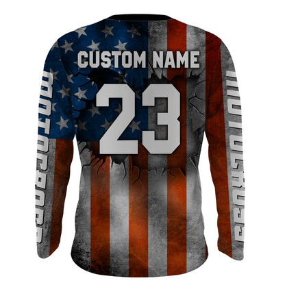Motocross Jersey UPF30+ American Flag Dirt Bike Racing Adult&Kid Extreme Off-Road Shirt XM62