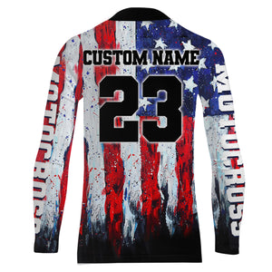 Custom ATV Racing Jersey Motocross American Flag Upf30+ ATV Quad Bike Shirt Men Kid MX45