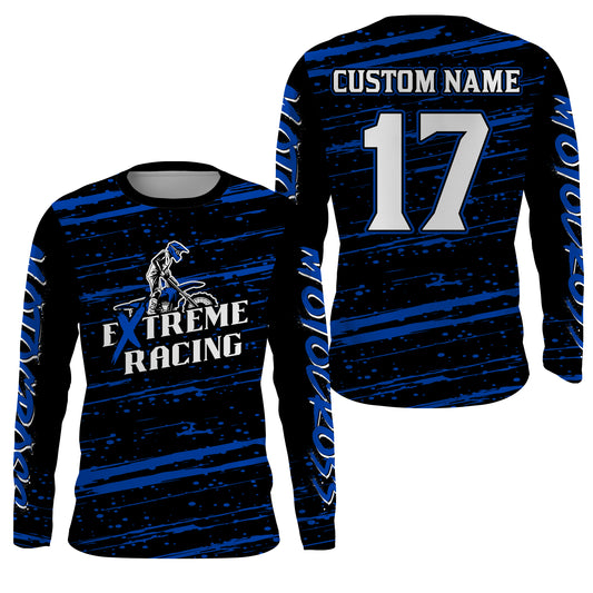 Motocross Racing Jersey Blue Upf30+ Dirt Bike Off-road MX Shirt Men Kid Women XM186