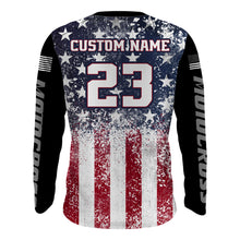 Load image into Gallery viewer, American Flag Motocross Jersey UPF30+ Youth Women Mens Kids Dirt Bike Shirt Patriotic Racing Jersey XM100