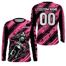 Load image into Gallery viewer, Personalized Pink MX Racing Jersey UPF30+ Dirt Bike Kid Women Motocross Girl Motorcycle Shirt XM158