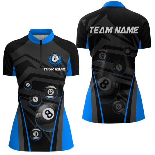 Billiard Jersey Women Custom Billiard Shirt for Women Billiard Team Jersey Polo & 1/4 Zip NNT34