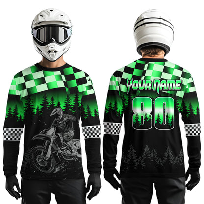 Green Motocross Jersey Dirt Bike Jersey Kid Adult UPF30+ Custom Motocross Racing Jersey DNT56