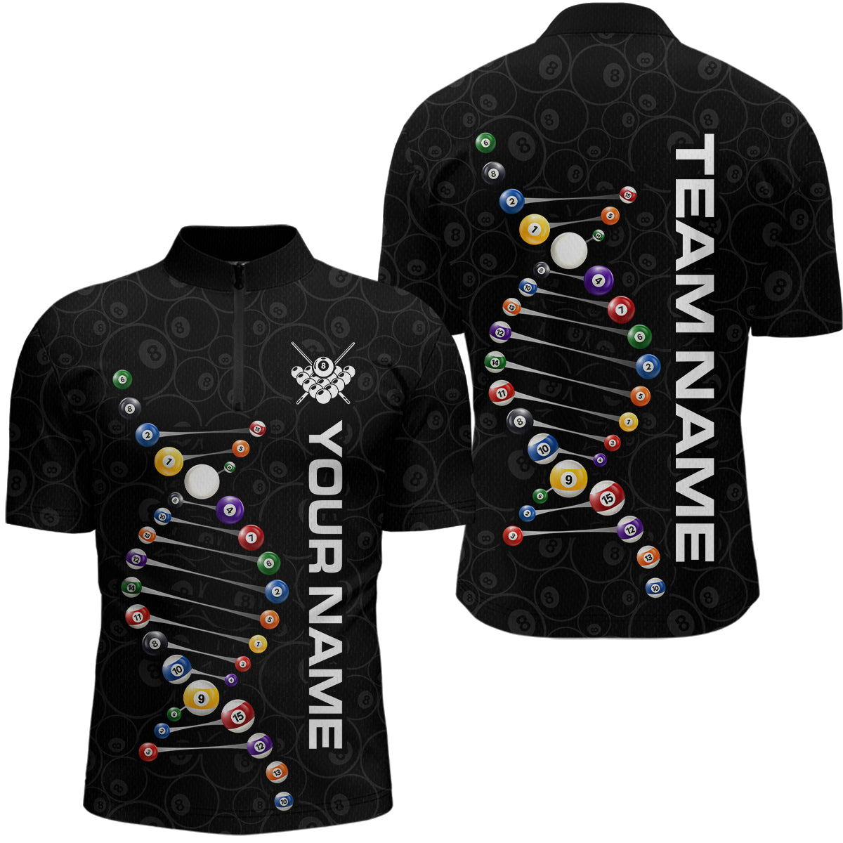 Personalized Billiard Jersey DNA 8 Ball Pool Men Billiard Shirt for Men Team Polo & 1/4 Zip NNT35