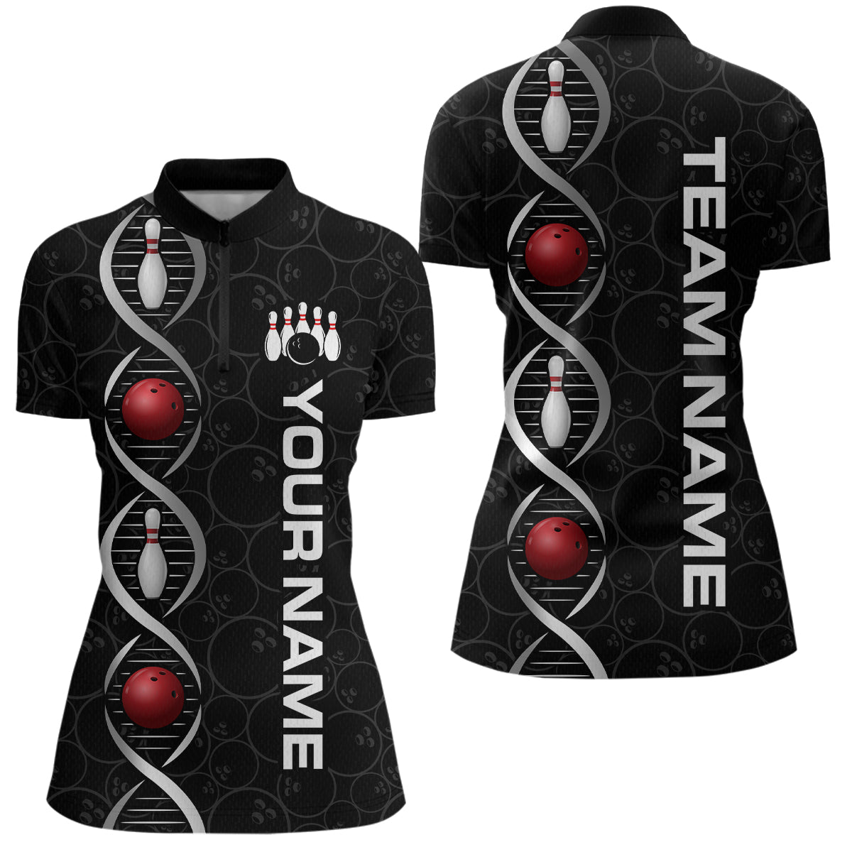 DNA Bowling Shirt Bowling Jersey Women Personalized Bowling League Polo & 1/4 Zip HNT34