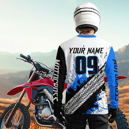 Blue Motocross Shirts Racing UPF30+Custom Dirt Bike Jersey Off-Road Shirt Kid Men Women DNT73