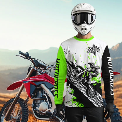 Green Motocross Shirts Racing UPF30+Custom Dirt Bike Jersey Off-Road Shirt Kid Men Women DNT73