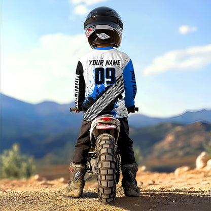 Blue Motocross Shirts Racing UPF30+Custom Dirt Bike Jersey Off-Road Shirt Kid Men Women DNT73