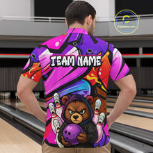 Load image into Gallery viewer, Custom Funny Bear Bowling Men Bowling Shirt Polo &amp; Quarter-Zip Bowling Team Jerseys HNT84