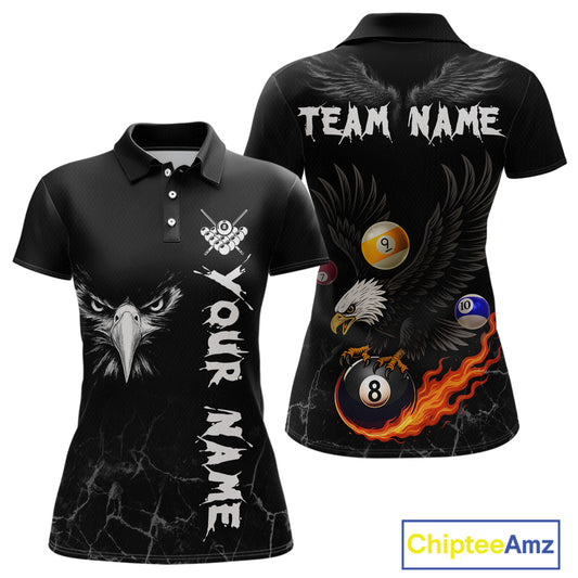 Custom Black Eagle 8 Ball Billiard Shirts for Women Billiard Team Jerseys Polo & 1/4 Zip Shirts NNT52