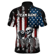 Load image into Gallery viewer, Custom US Skull 8 Ball Billiard Shirts for Men Billiard Team Shirts Billiard League Polo &amp; 1/4 Zipper NNT86