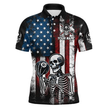 Load image into Gallery viewer, Custom US Skull 8 Ball Billiard Shirts for Men Billiard Team Shirts Billiard League Polo &amp; 1/4 Zipper NNT86