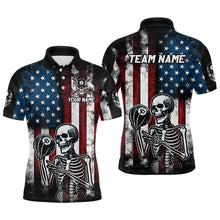 Load image into Gallery viewer, Custom US Skull 8 Ball Billiard Shirts for Men Billiard Team Shirts Billiard League Polo &amp; 1/4 Zipper NNT86