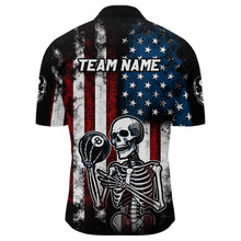 Load image into Gallery viewer, Custom US Skull 8 Ball Billiard Shirts for Men Billiard Team Shirts Billiard League Polo &amp; 1/4 Zipper NNT86