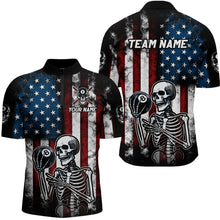 Load image into Gallery viewer, Custom US Skull 8 Ball Billiard Shirts for Men Billiard Team Shirts Billiard League Polo &amp; 1/4 Zipper NNT86