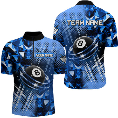 Blue Billiard Shirt 8 Ball Billiard Jersey for Men Billiard Gifts for Men Polo & 1/4 Zip NNT25