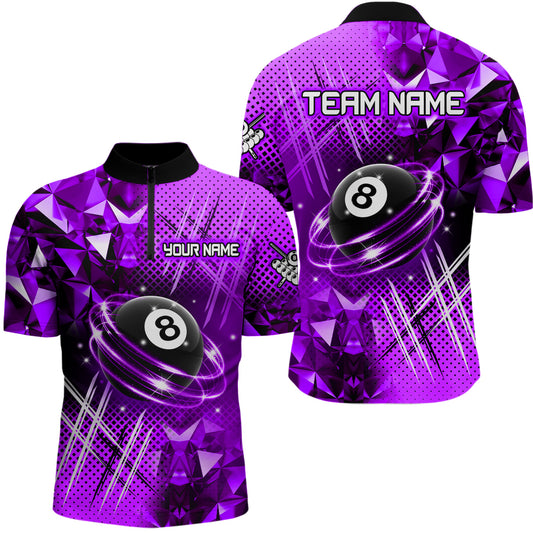 Purple Billiard Shirt 8 Ball Billiard Jersey for Men Billiard Gifts for Men Polo & 1/4 Zip NNT25