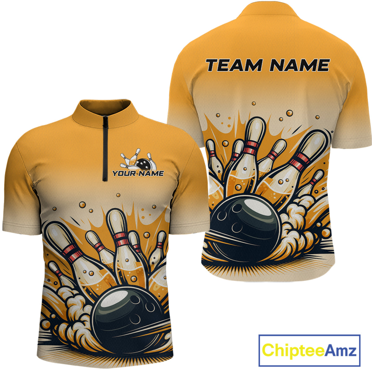 Funny Beer Bowling Jersey for Men Custom Bowling Uniform Polo & 1/4 Zip Team Bowling Shirts HNT118