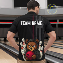 Load image into Gallery viewer, Custom American Flag Bear Bowling Men Polo &amp; 1/4 Zip Shirts Bowling Team Jerseys HNT90