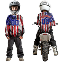 Load image into Gallery viewer, Youth US Flag Dirt Bike Jersey Off-Road Shirt Custom Motocross Jersey UPF30+ Kid Men Women DNT72
