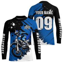 Load image into Gallery viewer, Personalized Blue Dirt Bike Jersey Motocross Jersey Men Women Kid Upf30+Youth Racing Jersey DNT76