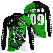 Load image into Gallery viewer, Personalized Green Dirt Bike Jersey Motocross Jersey Men Women Kid Upf30+Youth Racing Jersey DNT76