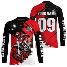Load image into Gallery viewer, Personalized Red Dirt Bike Jersey Motocross Jersey Men Women Kid Upf30+Youth Racing Jersey DNT76