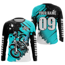 Load image into Gallery viewer, Personalized Turquoise Dirt Bike Jersey Motocross Jersey Men Women Kid Upf30+Youth Racing Jersey DNT76