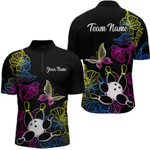 Load image into Gallery viewer, Colorful Butterflies Bowling Shirt for Men Bowling Team Jersey Shirts Polo &amp; Quarter-Zip HNT27