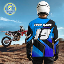 Load image into Gallery viewer, Blue Motocross Shirts UPF30+Custom Dirt Bike Jersey Off-Road Shirt Kid Men Women DNT57