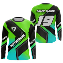 Load image into Gallery viewer, Green Motocross Shirts UPF30+Custom Dirt Bike Jersey Off-Road Shirt Kid Men Women DNT57
