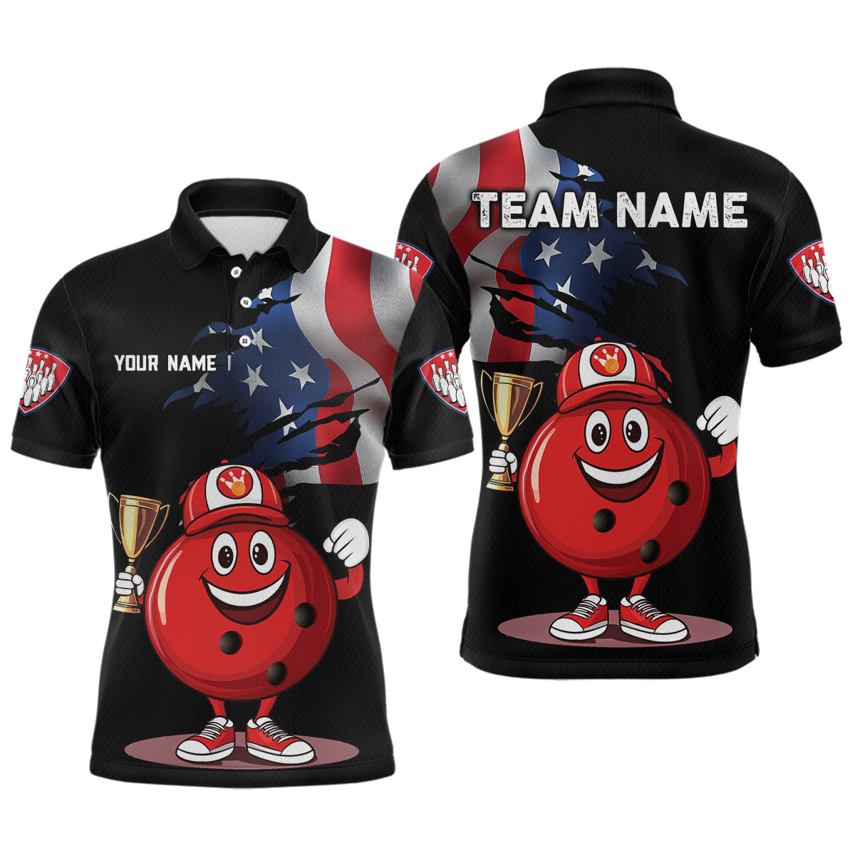 Custom Funny Bowling Jersey for Men Bowling Team Shirts Bowling Uniform Polo & 1/4 Zip HNT159