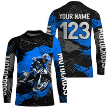 Load image into Gallery viewer, Blue Youth Motocross Jersey Custom Dirt Bike Racing Shirts for Kid Men Women UPF30+ DNT20
