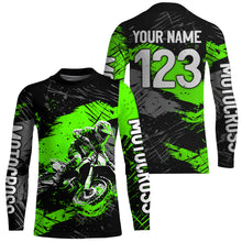 Load image into Gallery viewer, Green Youth Motocross Jersey Custom Dirt Bike Racing Shirts for Kid Men Women UPF30+ DNT20