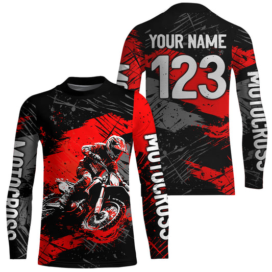 Red Youth Motocross Jersey Custom Dirt Bike Racing Shirts for Kid Men Women UPF30+ DNT20