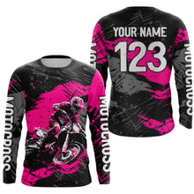 Load image into Gallery viewer, Pink Youth Motocross Jersey Custom Dirt Bike Racing Shirts for Kid Men Women UPF30+ DNT20