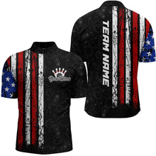 Load image into Gallery viewer, American Flag Bowling Custom Men Bowling Shirt Polo &amp; Quarter-Zip Bowling Team Jerseys HNT52