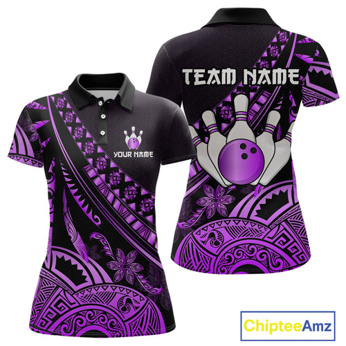Purple Vintage Bowling Custom Women Bowling Shirt Polo & Quarter-Zip Bowling Team Jerseys HNT69