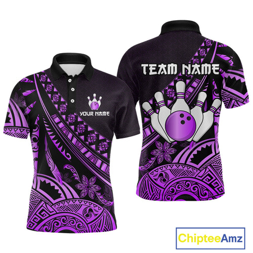 Purple Vintage Bowling Custom Men Bowling Shirt Polo & Quarter-Zip Bowling Team Jerseys HNT69