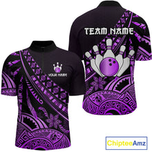 Load image into Gallery viewer, Purple Vintage Bowling Custom Men Bowling Shirt Polo &amp; Quarter-Zip Bowling Team Jerseys HNT69