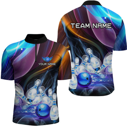 Custom Galaxy Bowling Jersey for Men Bowling Team Shirts Bowling Uniform Polo & 1/4 Zip HNT157