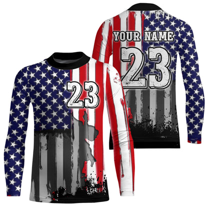 Youth US Flag Dirt Bike Jersey Off-Road Shirt Custom Motocross Jersey UPF30+ Kid Men Women DNT80