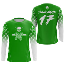 Load image into Gallery viewer, Custom Green Skull Motocross Shirts for Kid Adults Youth Motocross Jersey UPF30+Dirt Bike DNT70