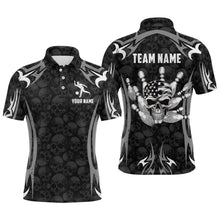 Load image into Gallery viewer, Skull Bowling Shirt for Men Personalized Patriotic Bowling Team Jersey Shirts Polo &amp; Quarter-Zip HNT32